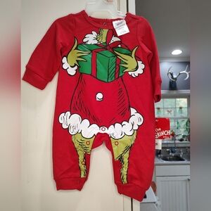 Dr. Seuss Grinch Baby Coverall Size 0 - 3 Months NEW The Grinch Baby Pajamas